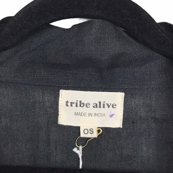Tribe Alive Laude The Label Black Organic Linen Jacket One Size - Picture 6 of 7